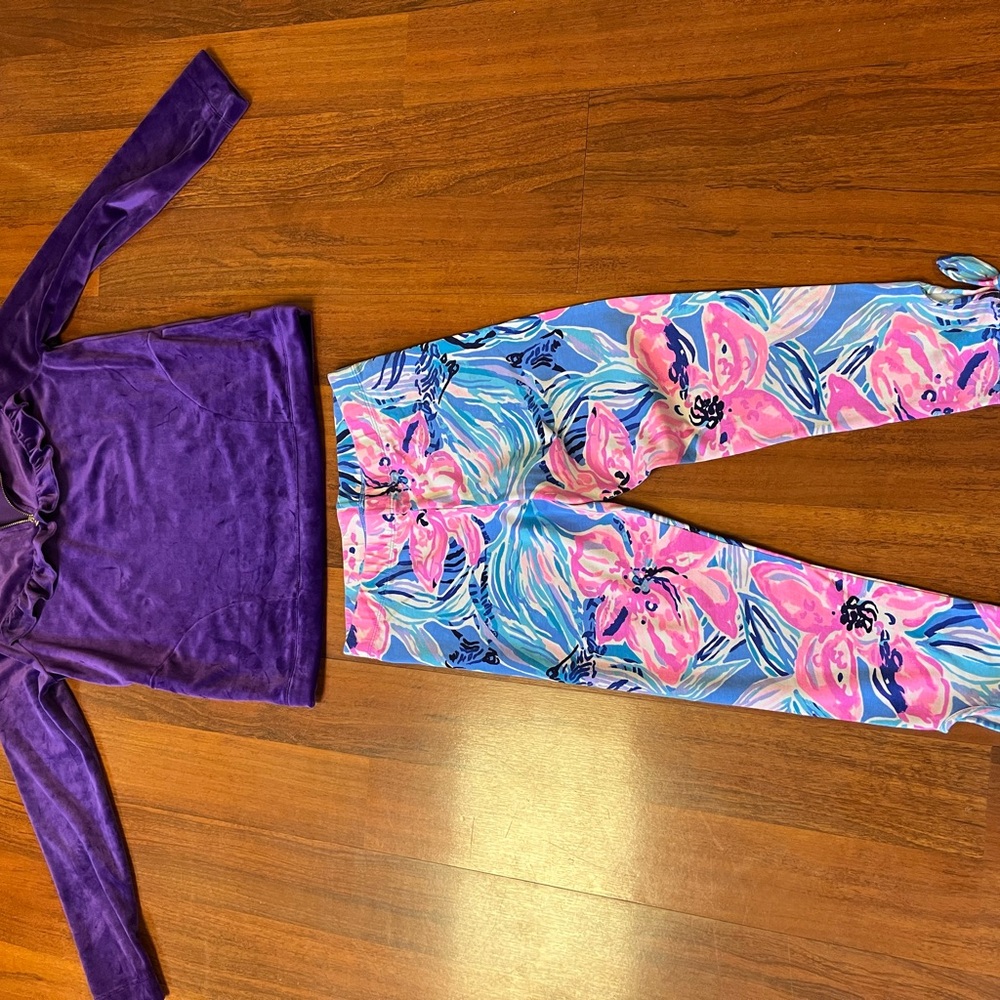 Purple Top and Floral Pants Set